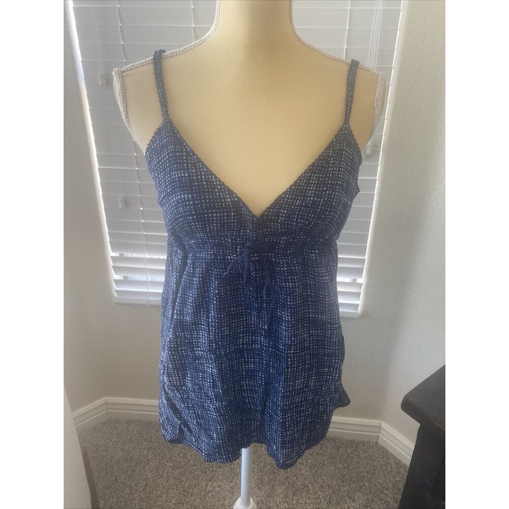 1969 Gap Jeans Limited Edition Navy Blue Lined Spaghetti Strap v neck top SZ 10